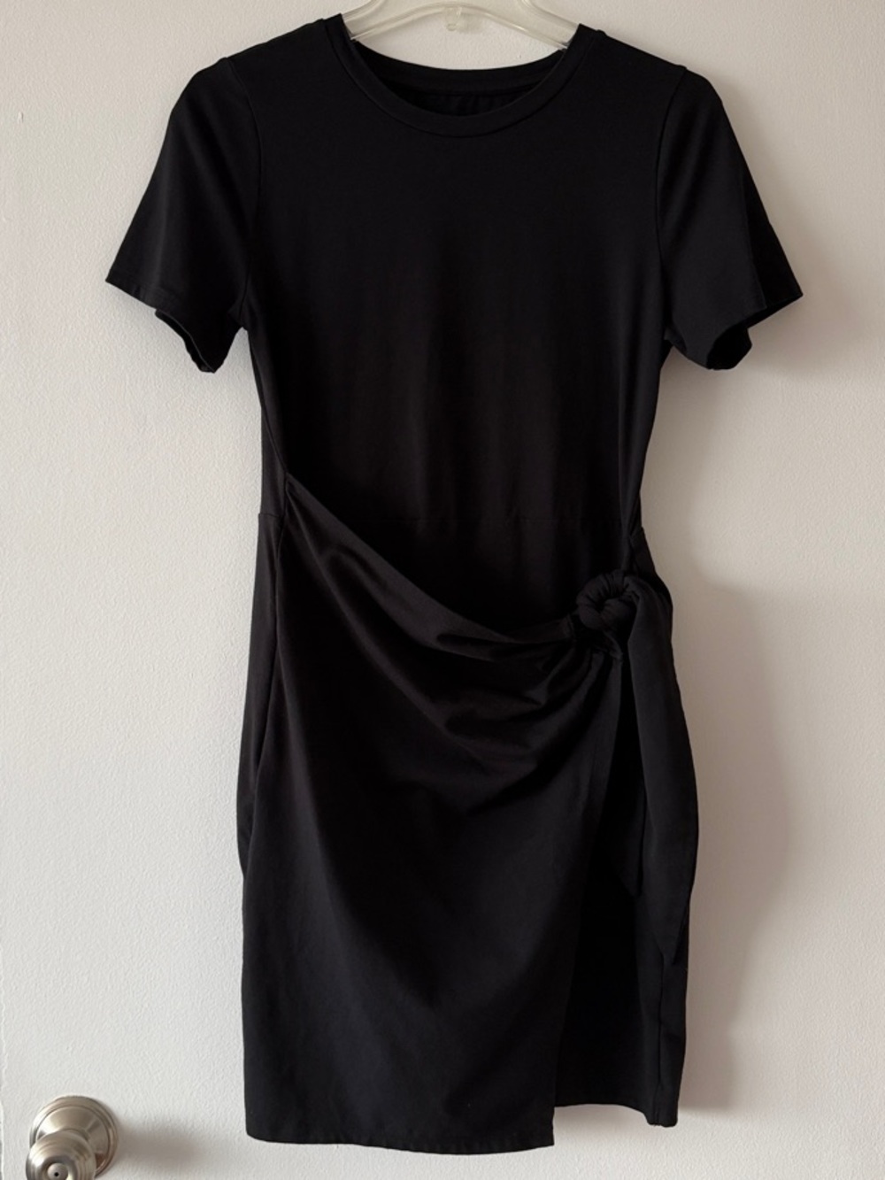 Black Knot-Detail Short Sleeve Dress